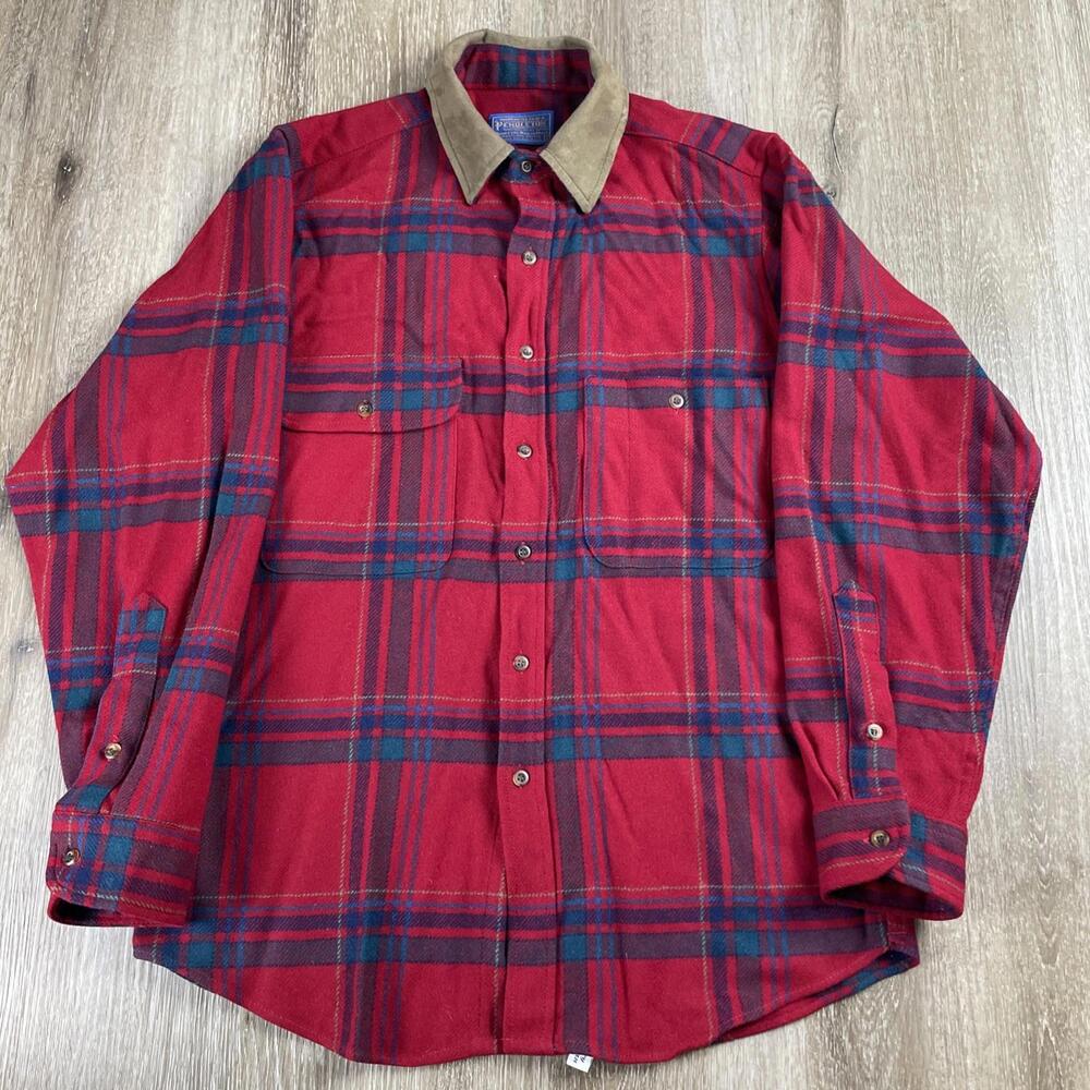 Pendleton Wool Flannel Button Up Small Shirt Red … - image 3